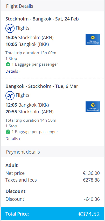 Business Class: Estocolmo, Suecia a Bangkok, Tailandia - Foro General de Viajes