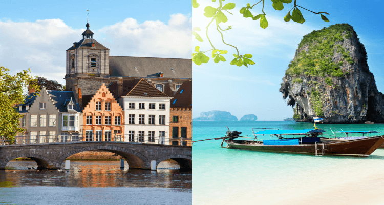 Australian cities to Belgium from only $918 AUD roundtrip (add a stop in Thailand from $24 AUD more)
