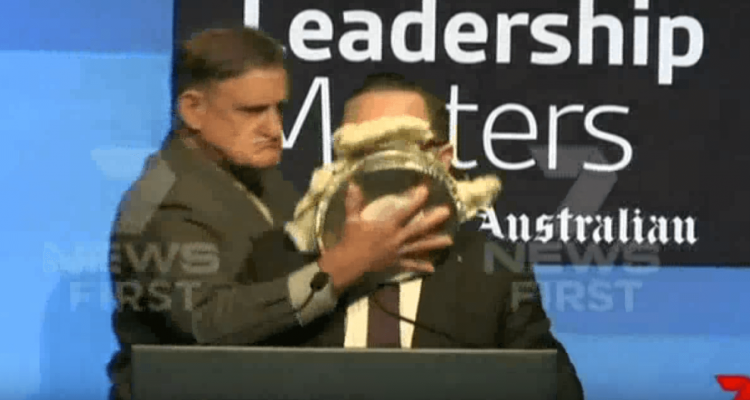 VIDEO: Qantas CEO hit with pie in the face during speech | Secret Flying