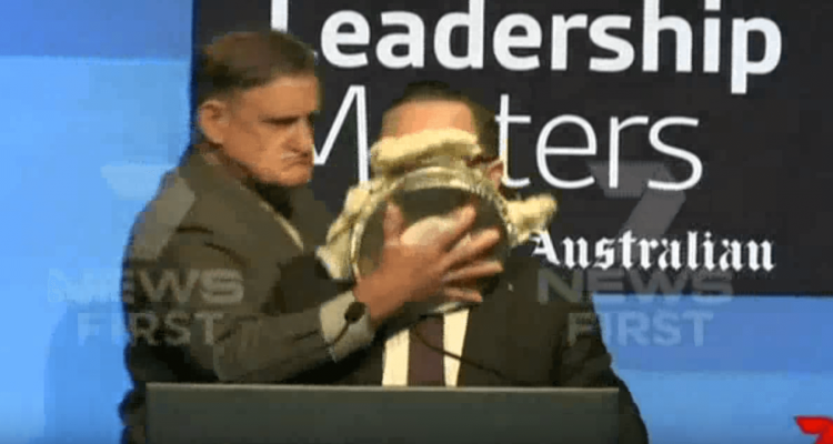 VIDEO: Qantas CEO hit with pie in the face during speech | Secret Flying VIDEO: Qantas CEO hit with pie in the face during speech | Secret Flying