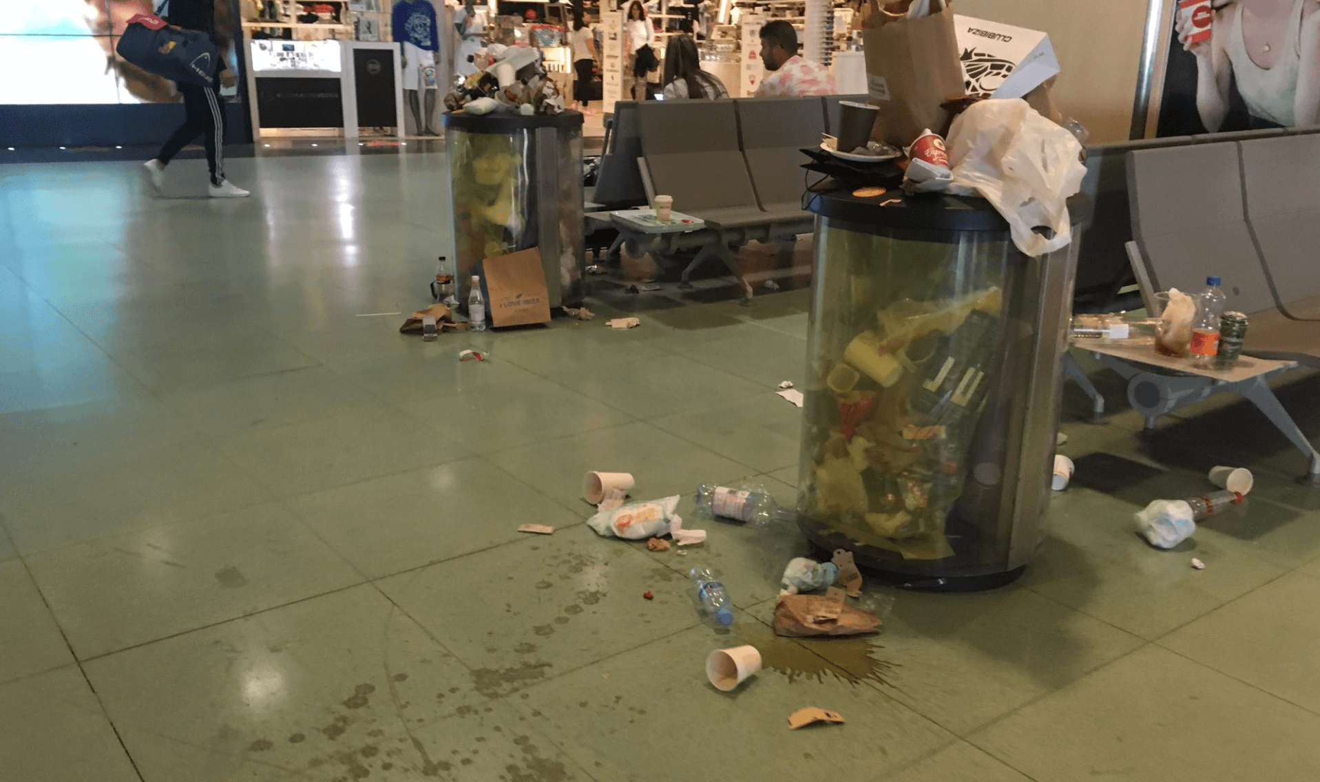 Filthy conditions at Ibiza airport as cleaners go on strike