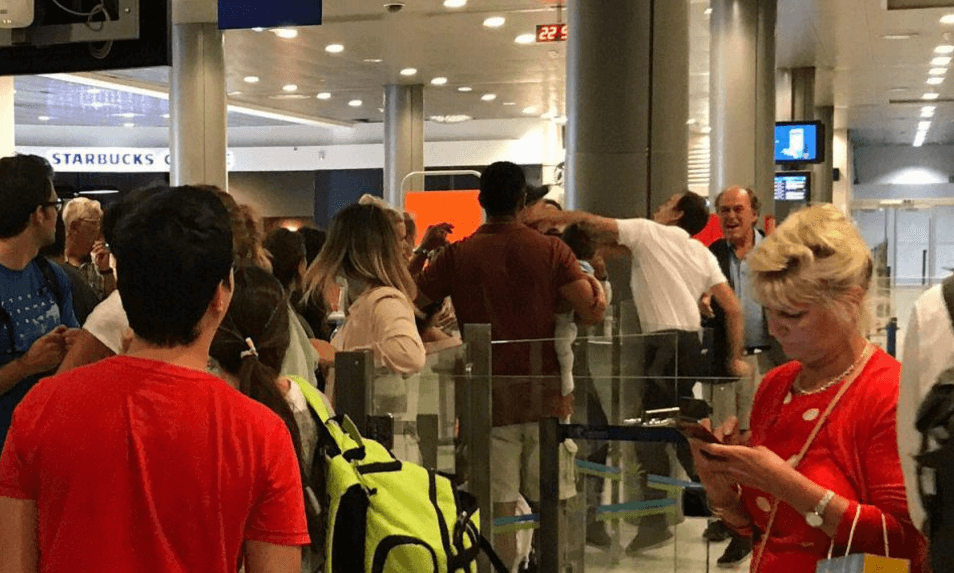 French airport worker punches an easyJet passenger holding a baby