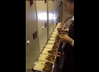 VIDEO: Chinese flight attendant suspended after eating leftover flight meals | Secret Flying