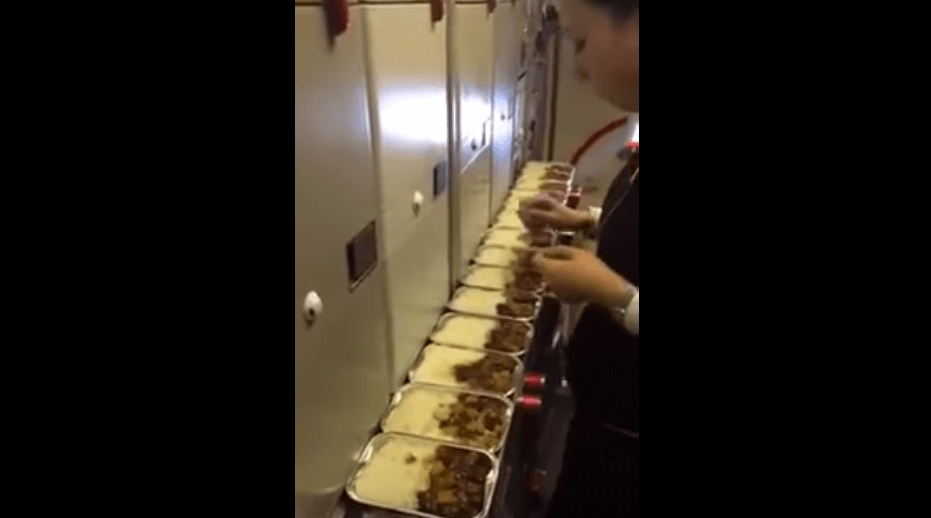 VIDEO: Chinese flight attendant suspended after eating leftover flight meals