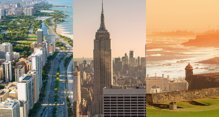 3 IN 1: Canadian cities to Chicago, New York, USA & Puerto Rico from only $315 CAD roundtrip