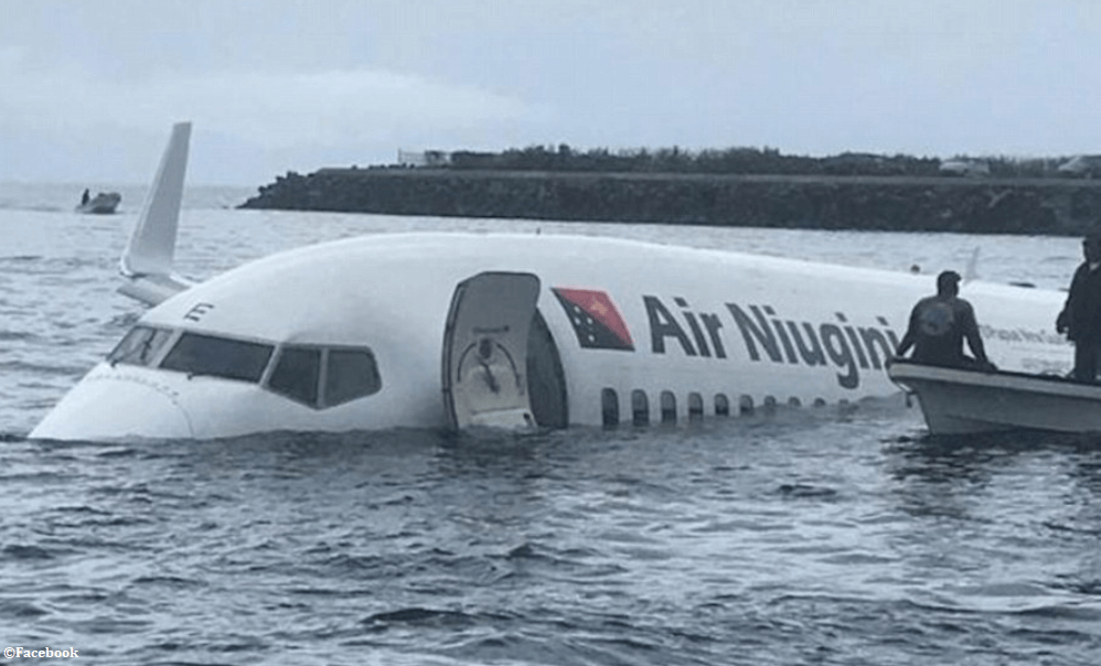 Air Niugini plane overshoots runway in Micronesia and lands in lagoon