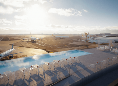 First look at the rooftop infinity pool at TWA Hotel overlooking JFK Airport | Secret Flying