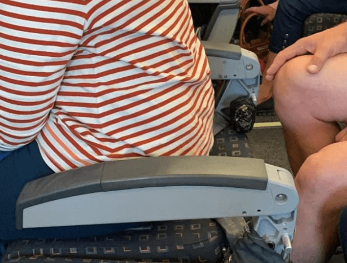 Outrage as easyJet passenger is pictured sitting on backless seat