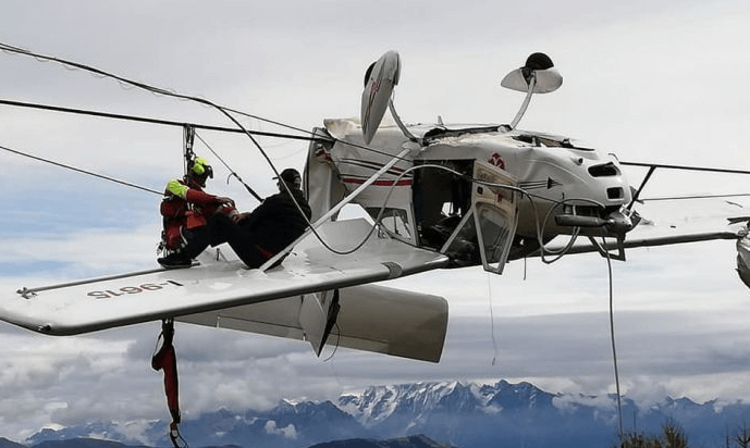 ‘Miracle’ escape after plane gets tangled into ski lift cables in Italian Alps