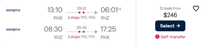Summer flights from Phoenix, Arizona to Halifax, Canada for only $246 roundtrip. Flight deal ticket image.