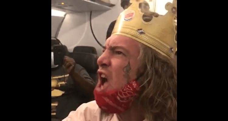 Man in paper Burger King crown shouting racial slurs creates chaos on JetBlue flight in Jamaica | Secret Flying