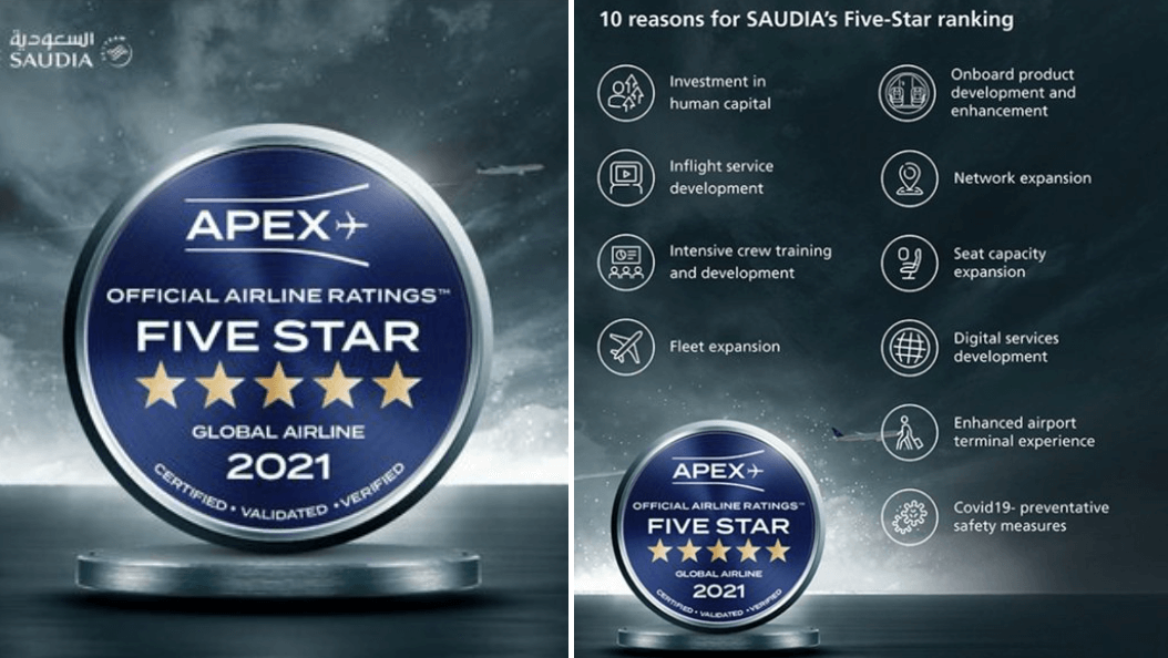 Saudi Arabian Airlines wins fivestar rating