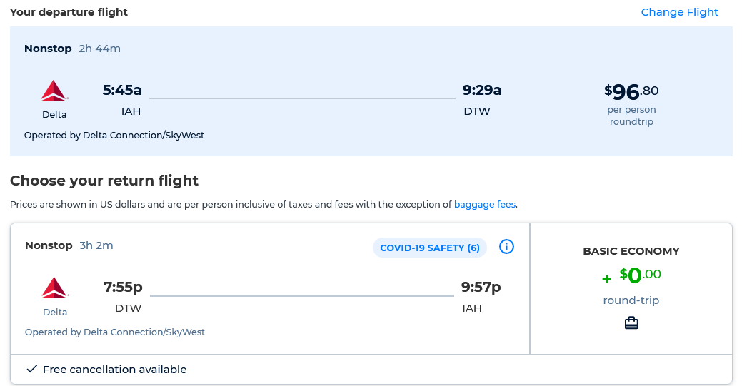 Nonstop from Houston, Texas to Detroit (& vice versa) for only 96