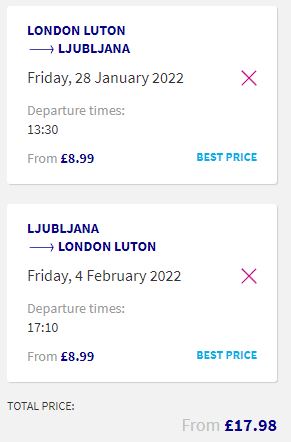 Click here to book this cheap flight deal. Non-stop flights from London, UK to Ljubljana, Slovenia for only £17 roundtrip. Flight deal ticket image.