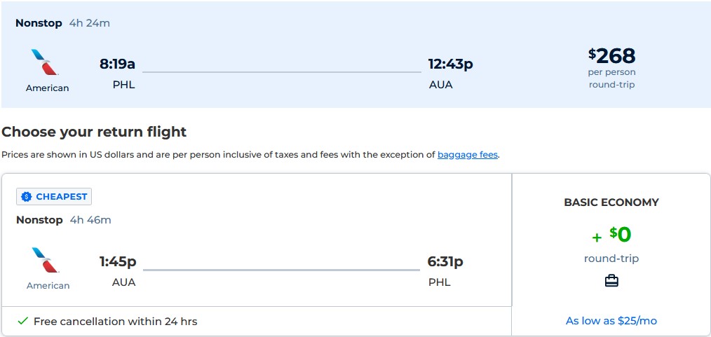 Click here to book this cheap flight deal. Cheap flights from Philadelphia to Caribbean islands from only $268 roundtrip with American Airlines. Flight deal ticket image.