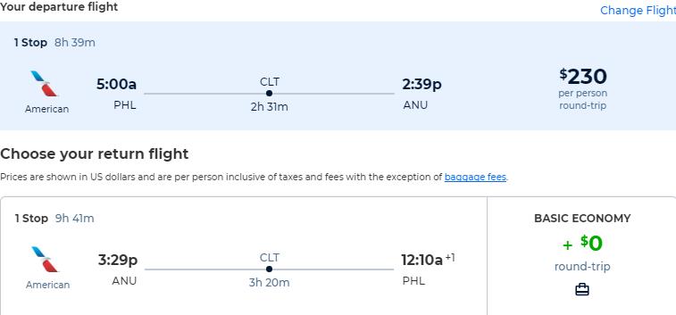 Click here to book this cheap flight deal. Cheap flights from Philadelphia to Antigua and Barbuda for only $230 roundtrip with American Airlines. Flight deal ticket image.