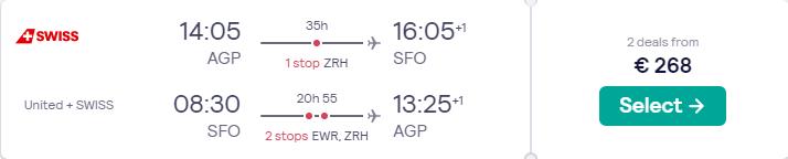Cheap flights from European cities to San Francisco, USA from only €268 roundtrip with Swiss International Air Lines and United Airlines. Flight deal ticket image.