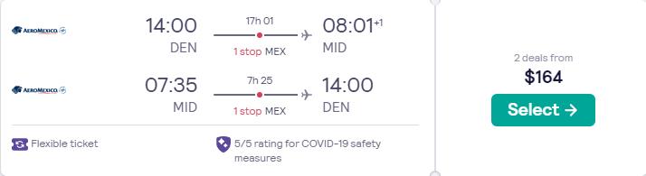 Cheap flights from US cities to Merida, Mexico from only $164 roundtrip with Aeromexico. Flight deal ticket image.