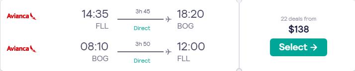 Summer flights from Eastern USA to Bogota, Colombia from only $138 roundtrip with Avianca. Flight deal ticket image.