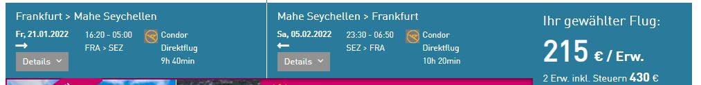 Non-stop flights from Frankfurt, Germany to many exotic destinations worldwide from only €215 roundtrip. Flight deal ticket image.