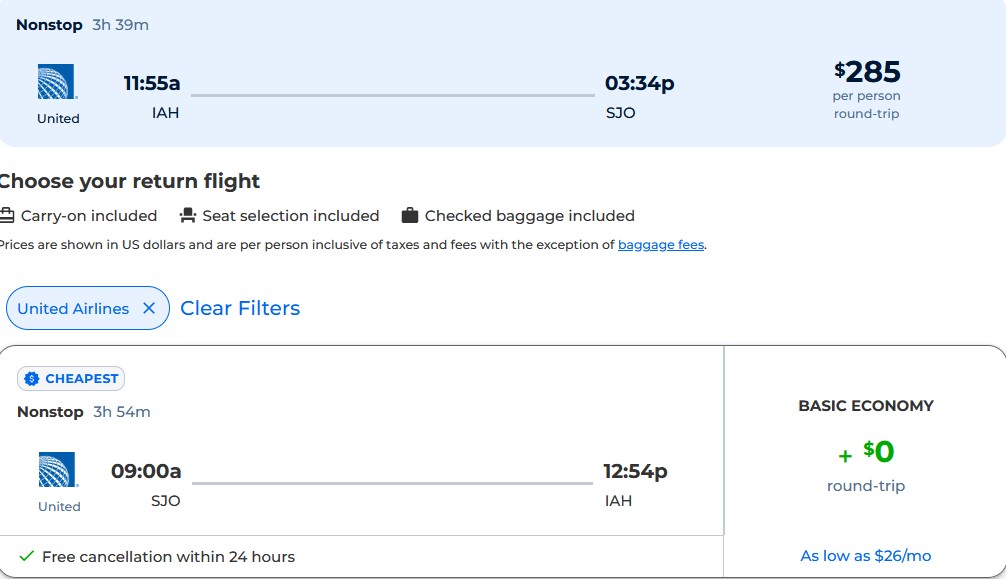 Nonstop from Houston, Texas to San Jose, Costa Rica for only 285