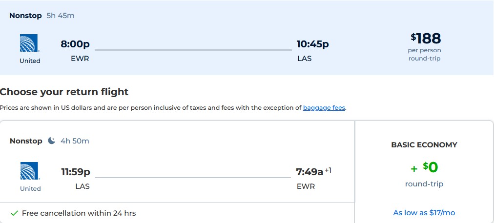 Non-stop from New York to Las Vegas (& vice versa) for only $188 ...