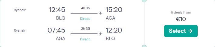 Non-stop from Bologna, Italy to Agadir, Morocco for only €10 roundtrip