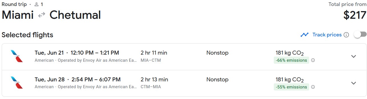 Non-stop, summer flights from Miami to Chetumal, Mexico for only €197  roundtrip. Flight deal ticket image.