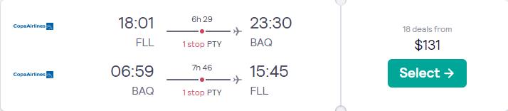 Cheap flights from Fort Lauderdale to Barranquilla, Colombia for only $131 roundtrip with Copa Airlines. Flight deal ticket image.