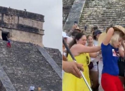 VIDEO: Tourist pelted with rubbish and doused with water for climbing Mayan pyramid in Mexico | Secret Flying