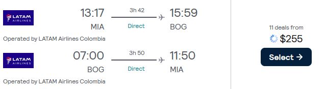 Error Fare Premium Economy, summer flights from Miami or Orlando to Colombia or Ecuador from only $255 roundtrip with LATAM Airlines. Flight deal ticket image.