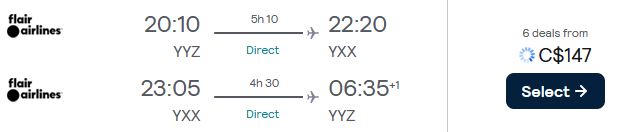 Non-stop flights from Toronto, Canada to Abbotsford, Canada for only $147 CAD roundtrip. Flight deal ticket image.