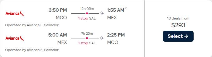 Summer flights from Orlando, Florida to Mexico City, Mexico for only $293 roundtrip. Flight deal ticket image.