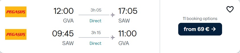 Click here to book this cheap flight deal. Cheap flights from European cities to Istanbul, Turkey from only €69 roundtrip. Flight deal ticket image.