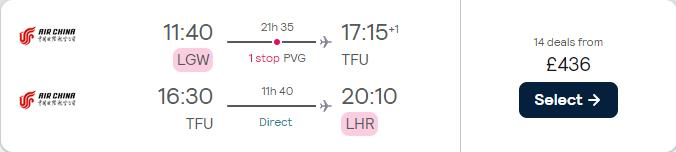 Cheap flights from London, UK to  for only £436 roundtrip. Flight deal ticket image.