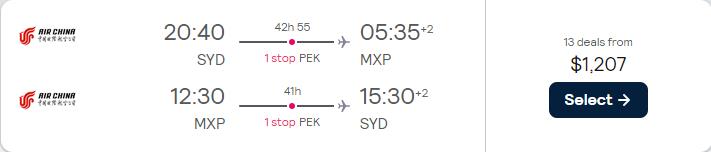 Click here to book this cheap flight deal. Cheap flights from Sydney or Melbourne, Australia to Milan, Italy from only $1207 AUD roundtrip. Flight deal ticket image.
