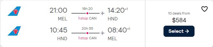 Click here to book this cheap flight deal. Cheap flights from Melbourne or Sydney, Australia to Tokyo, Japan from only $584 AUD roundtrip. Flight deal ticket image.