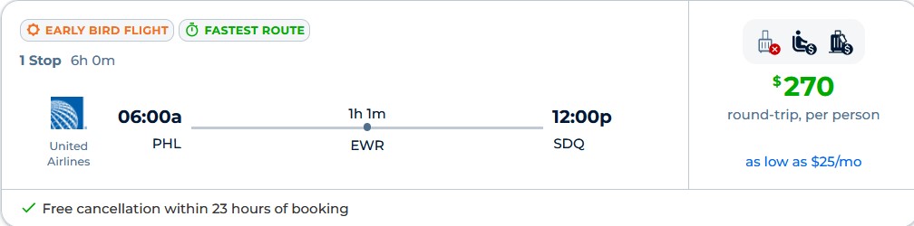 Cheap flights from Philadelphia to the Dominican Republic for only $270 roundtrip with United Airlines. Flight deal ticket image.