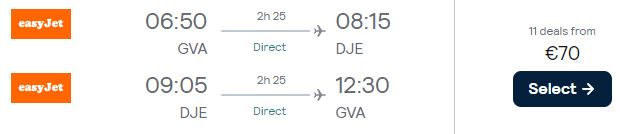 Click here to book this cheap flight deal. Non-stop flights from Geneva, Switzerland to for only €70 roundtrip. Flight deal ticket image.