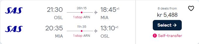 Premium Economy flights from European cities to US cities from only €474 roundtrip with Scandinavian Airlines. Flight deal ticket image.
