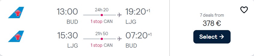 Click here to book this cheap flight deal. Cheap flights from Budapest, Hungary to Lijiang, China for only €378 roundtrip. Flight deal ticket image.
