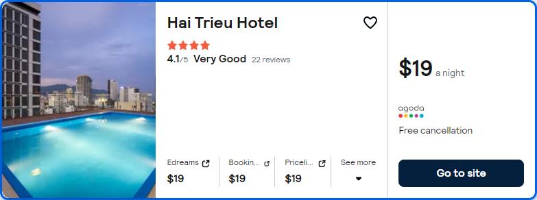 Stay at the 4* Hai Trieu Hotel in Da Nang, Vietnam for only $19 USD per night. Flight deal ticket image.