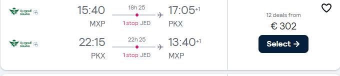 Click here to book this cheap flight deal. Cheap flights from European cities to Beijing, China from only €302 roundtrip. Flight deal ticket image.