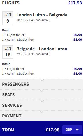 Click here to book this cheap flight deal. Flights from London, UK to Belgrade, Serbia for only £17 roundtrip. Flight deal ticket image.