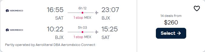 Click here to book this cheap flight deal. Cheap flights from Texas cities to Leon, Mexico from only $258 roundtrip with Aeromexico. Flight deal ticket image.