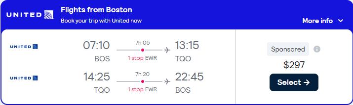 Click here to book this cheap flight deal. Cheap flights from Boston to Tulum, Mexico for only $297 roundtrip with United Airlines. Flight deal ticket image.