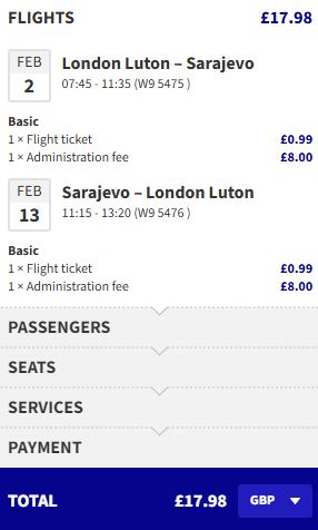 Click here to book this cheap flight deal. Flights from London, UK to Sarajevo, Bosnia and Herzegovina for only £17 roundtrip. Flight deal ticket image.