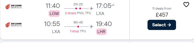 Cheap flights from London, UK to for only £457 roundtrip. Flight deal ticket image.