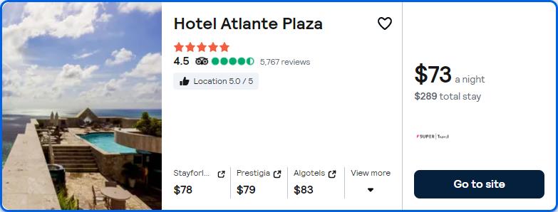 Click here to book this cheap flight deal. Stay at the 5* Hotel Atlante Plaza in Boa Viagem, Brazil for only $73 USD per night. Flight deal ticket image.