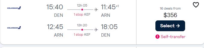 Click here to book this cheap flight deal. Cheap flights from Denver, Colorado to Scandinavian cities from only $356 roundtrip. Flight deal ticket image.